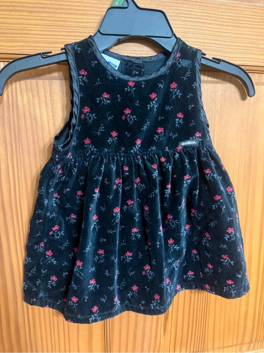 OshKosh B'gosh Black Velvet Floral Tank Dress for Kids 2t